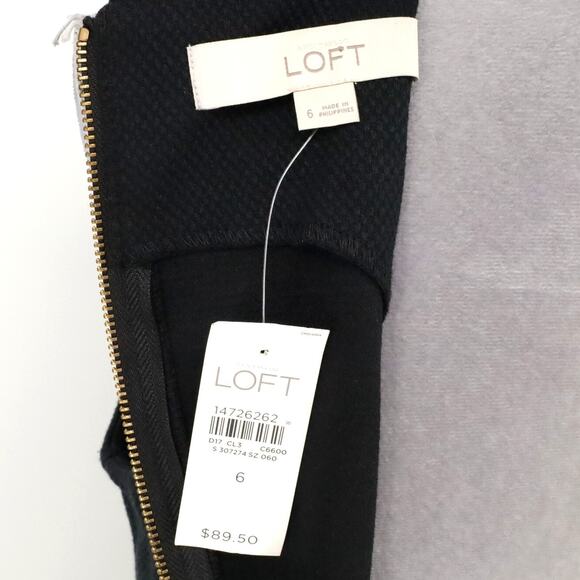 Loft Dress Womens 6 Black Ponte Knit Stretch Sheath Sleeveless Back Zip New - Picture 11 of 15